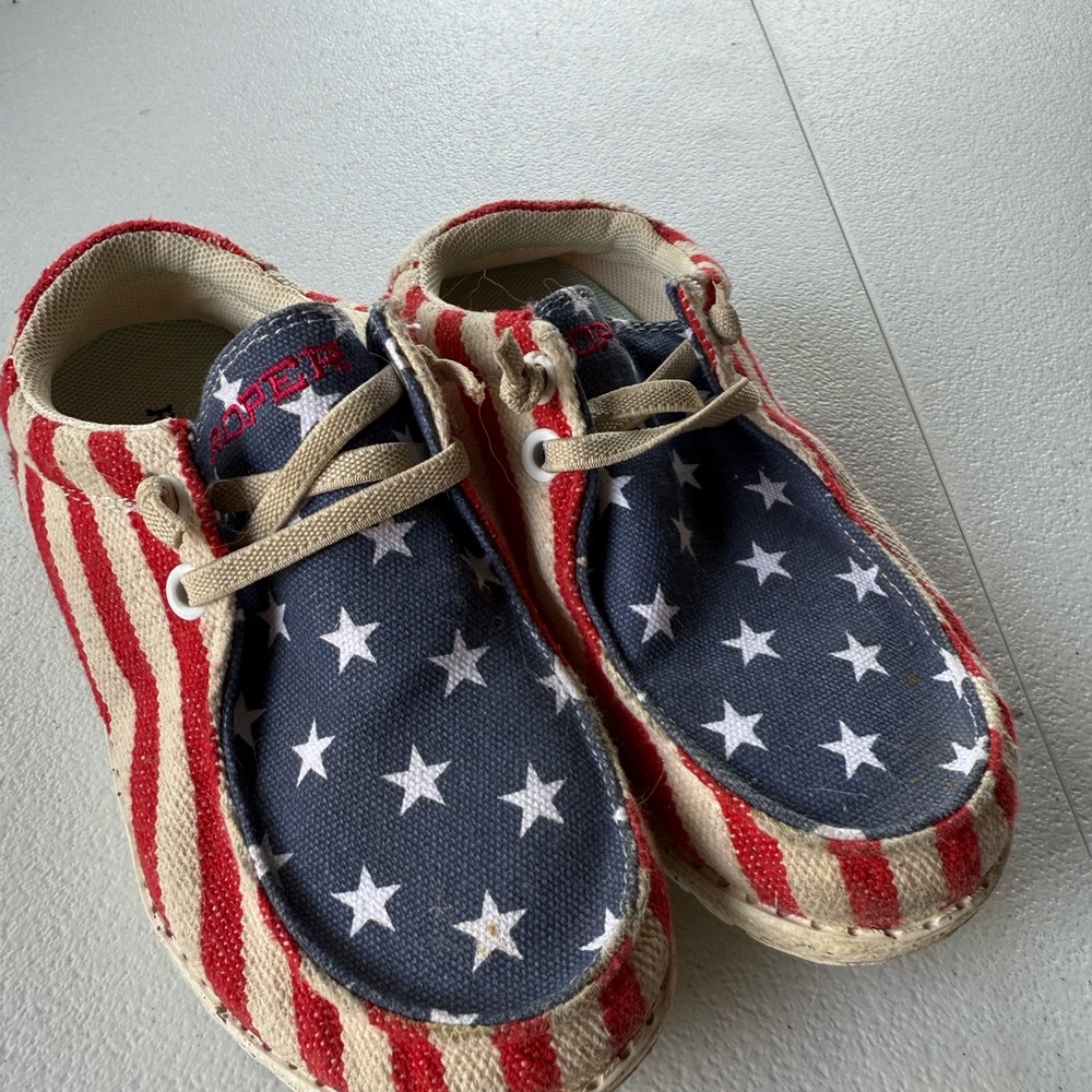Roper Kids Moccasins Red White Blue Stars